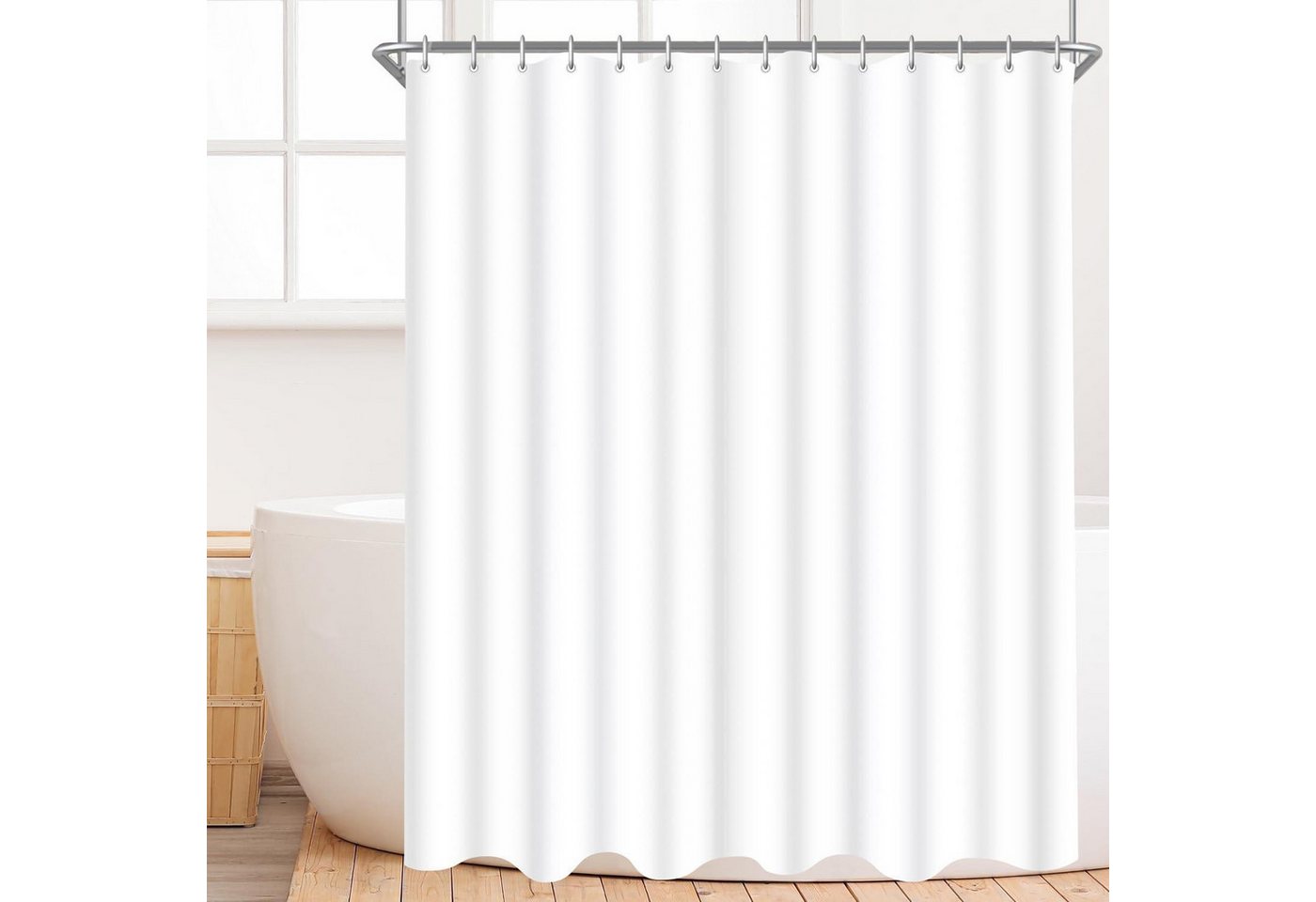 LuxusKollektion Duschvorhang Duschvorhang 150x180cm Reinweiß, Antischimmel Wasserabweisend Textil LuxusKollektion Duschvorhang Duschvorhang 150x180cm Reinweiß, Antischimmel Wasserabweisend Textil von LuxusKollektion