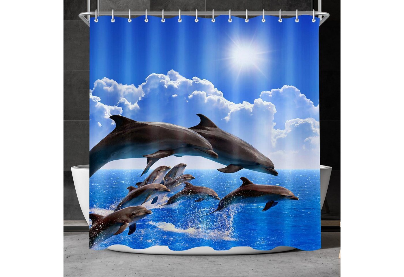 LuxusKollektion Duschvorhang Duschvorhang 160x160 Polyester Waschbar Delphin 160 x 160 cm LuxusKollektion Duschvorhang Duschvorhang 160x160 Polyester Waschbar Delphin 160 x 160 cm von LuxusKollektion