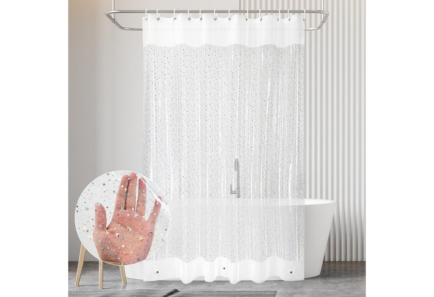 LUKDUNG Duschvorhang Duschvorhang 180x180 Anti-Schimmel Wasserdicht PEVA 12 Ringe H180 x LUKDUNG Duschvorhang Duschvorhang 180x180 Anti-Schimmel Wasserdicht PEVA 12 Ringe H180 x von LUKDUNG