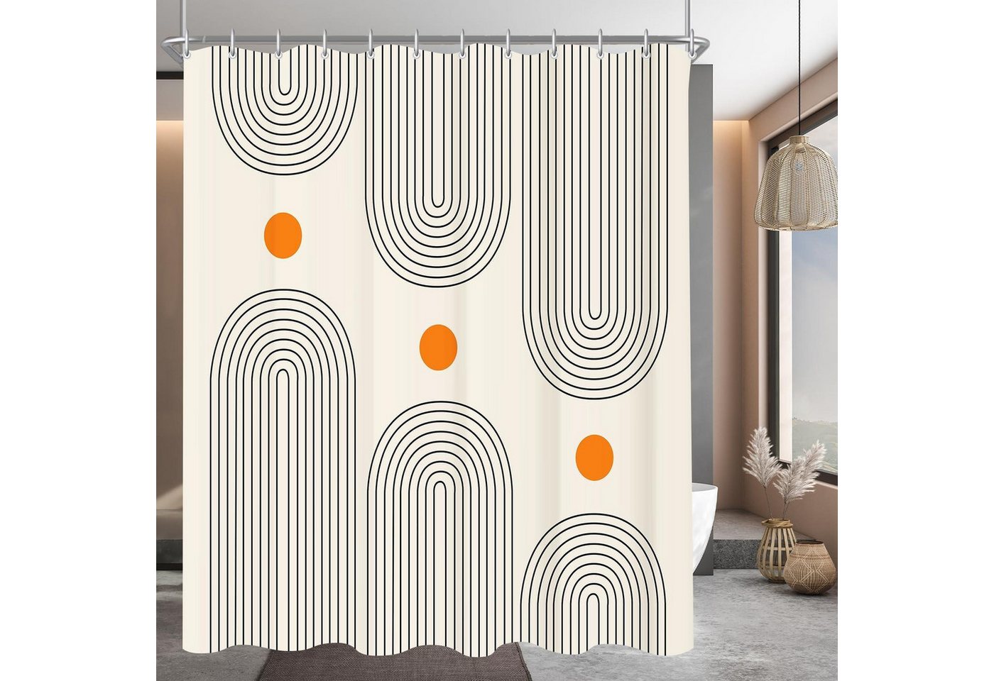 LuxusKollektion Duschvorhang Duschvorhang 180x180cm Geometrische Curve Textil Antischimmel Waschbar LuxusKollektion Duschvorhang Duschvorhang 180x180cm Geometrische Curve Textil Antischimmel Waschbar von LuxusKollektion