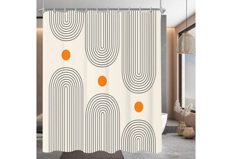LuxusKollektion Duschvorhang Duschvorhang 180x180cm Geometrische Curve Textil Antischimmel Waschbar von LuxusKollektion