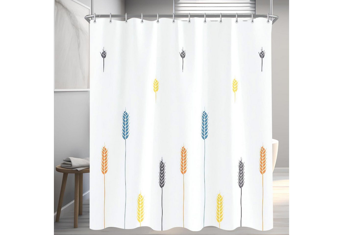 LuxusKollektion Duschvorhang Duschvorhang 180x200 cm Bunte Weizenohren H200 x B180 cm (1er Pack) von LuxusKollektion