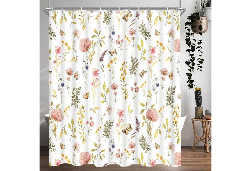 Lerores Duschvorhang Duschvorhang 180x200cm Rosa Blume, Wasserabweisend, Antischimmel von Lerores