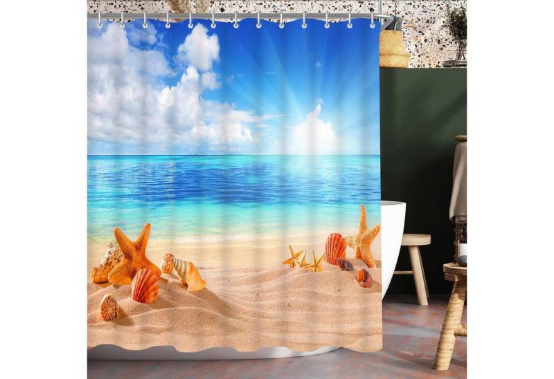 Lerores Duschvorhang Duschvorhang 180x200cm Sea Blue, Antischimmel von Lerores