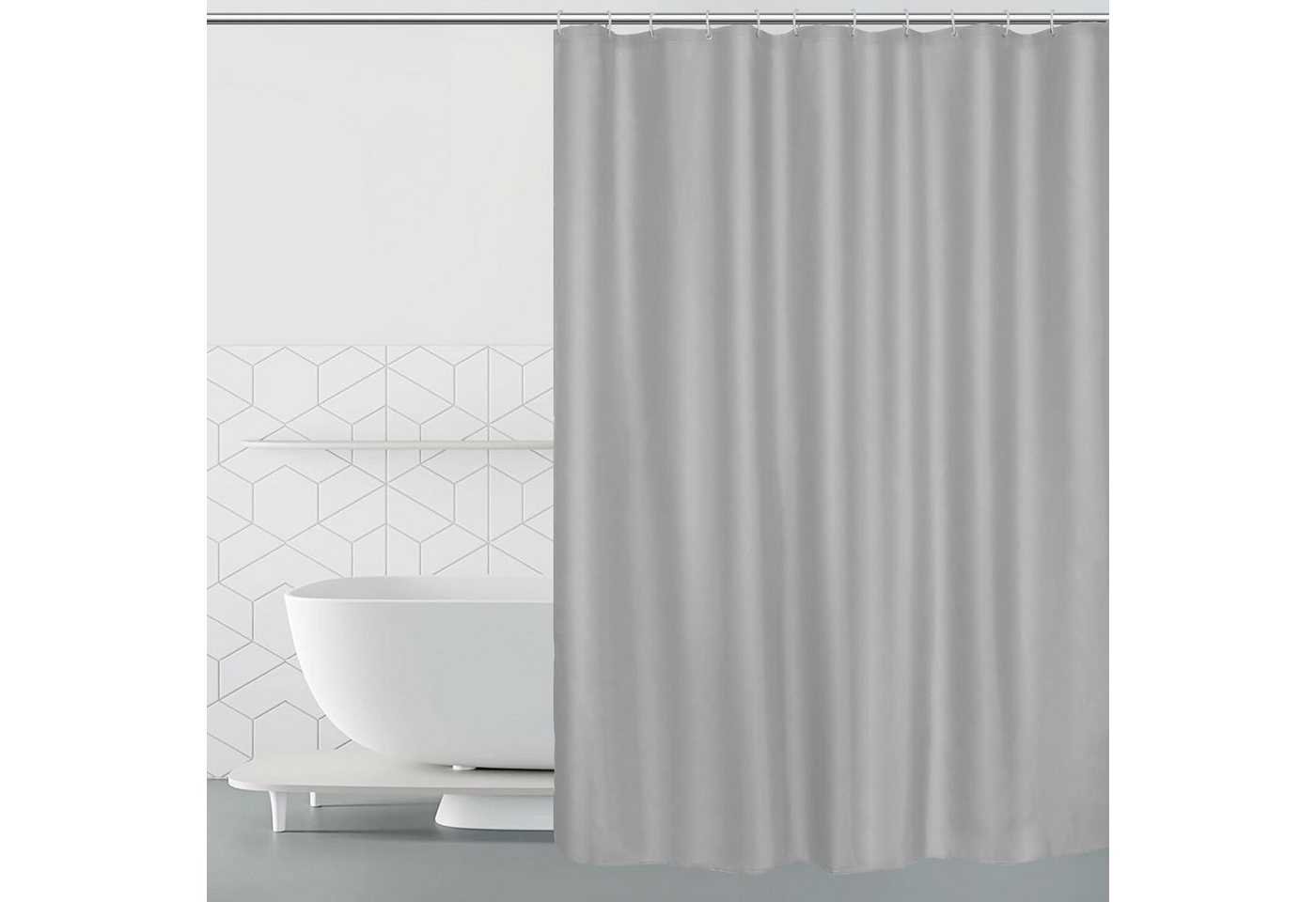 LuxusKollektion Duschvorhang Duschvorhang 180x200cm wasserdicht 12 Ringe weiß Hellgrau LuxusKollektion Duschvorhang Duschvorhang 180x200cm wasserdicht 12 Ringe weiß Hellgrau von LuxusKollektion