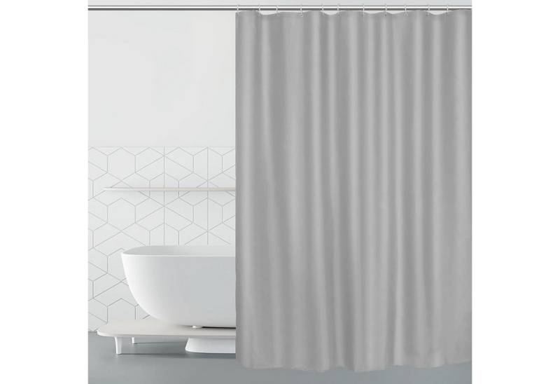 LuxusKollektion Duschvorhang Duschvorhang 180x200cm wasserdicht 12 Ringe weiß Hellgrau von LuxusKollektion