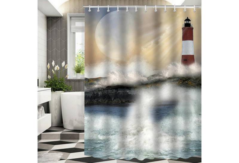 Lerores Duschvorhang Duschvorhang 200x200cm Leuchtturm Antischimmel Wasserabweisend von Lerores