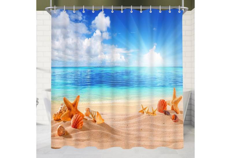 Lerores Duschvorhang Duschvorhang 200x200cm Sea Blue Beschwerter Saum Wasserabweisend von Lerores