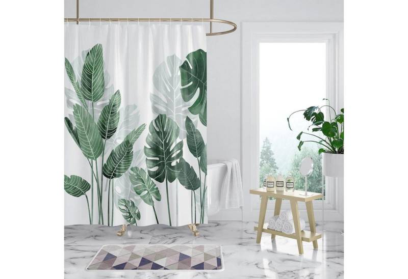 WONGS BEDDING Duschvorhang Duschvorhang 240x200 Grün Blätter Pflanzen Wasserabweisend Badewanne von WONGS BEDDING