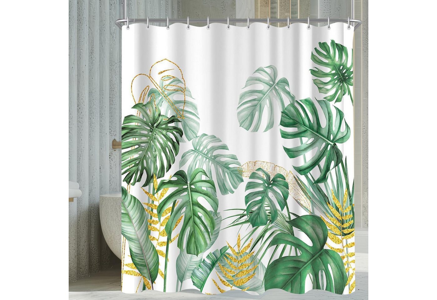 LuxusKollektion Duschvorhang Duschvorhang 240x200 Polyester Goldrandige Bambusblätter 240 x 200 cm LuxusKollektion Duschvorhang Duschvorhang 240x200 Polyester Goldrandige Bambusblätter 240 x 200 cm von LuxusKollektion