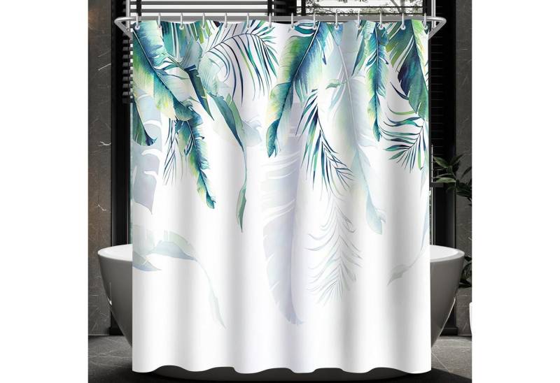 Lerores Duschvorhang Duschvorhang 240x200cm Grün Blätter Pflanze Antischimmel Wasserdicht von Lerores