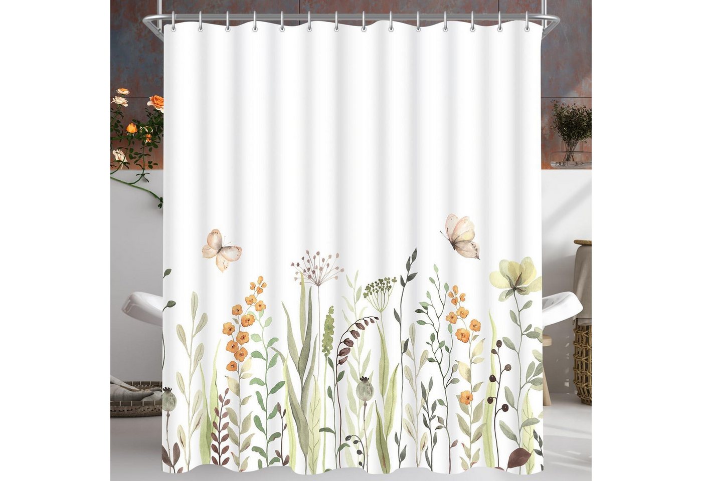 Lerores Duschvorhang Duschvorhang 240x200cm Schmetterling Blumen Wasserdicht Lerores Duschvorhang Duschvorhang 240x200cm Schmetterling Blumen Wasserdicht von Lerores