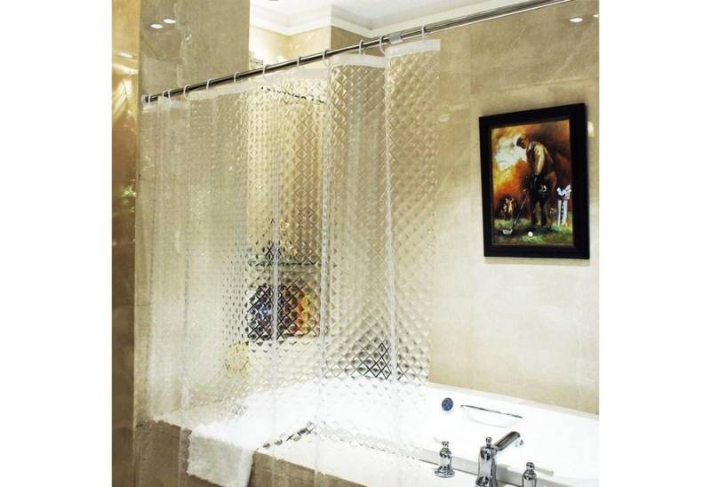 LuxusKollektion Duschvorhang Duschvorhang 3D Rhombus Eva Transparent Wasserdicht 240x200cm mit von LuxusKollektion