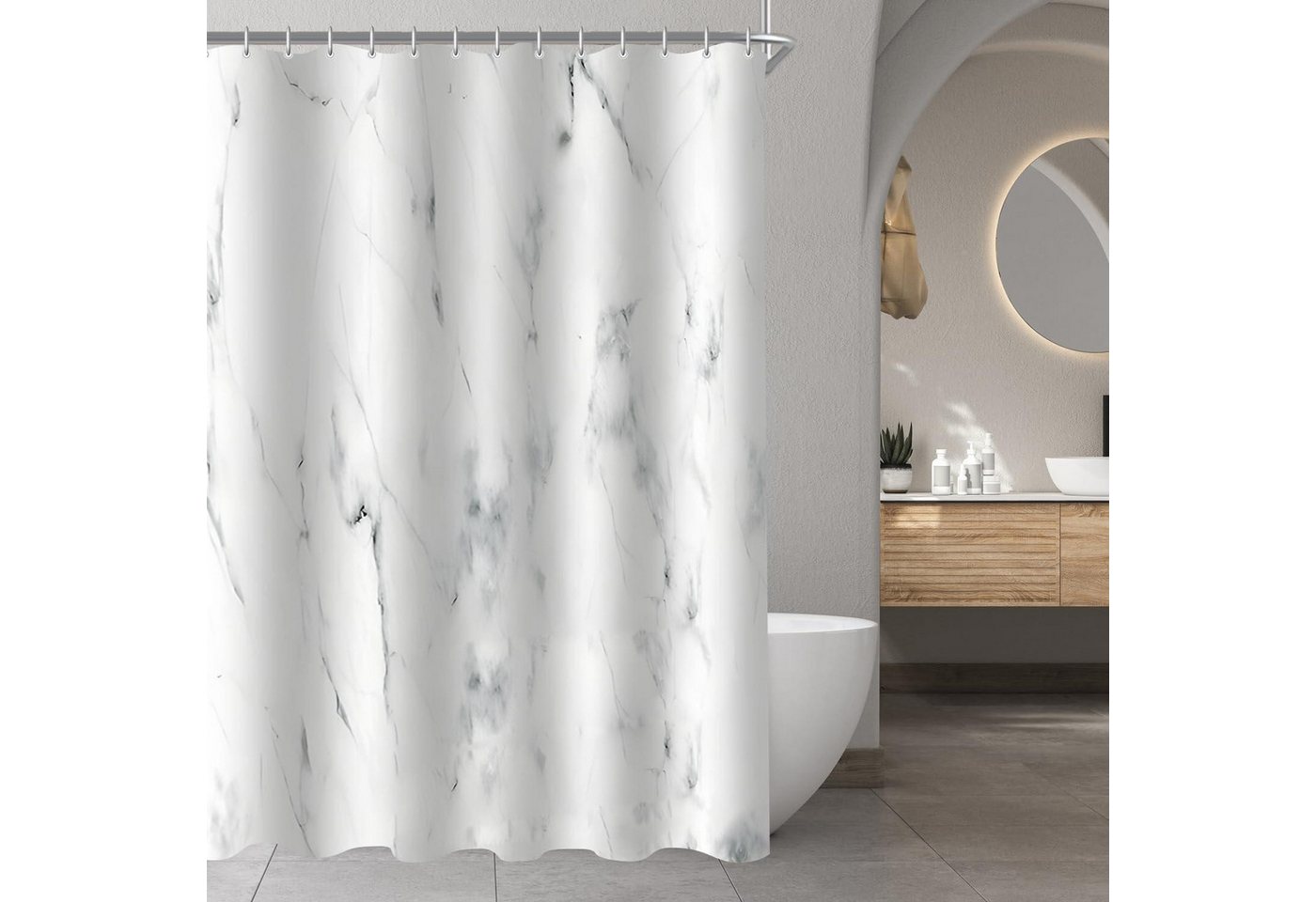 LuxusKollektion Duschvorhang Duschvorhang 80x180cm Marmor Textil Multi 143 H180 x B80 cm (1er Pack) von LuxusKollektion