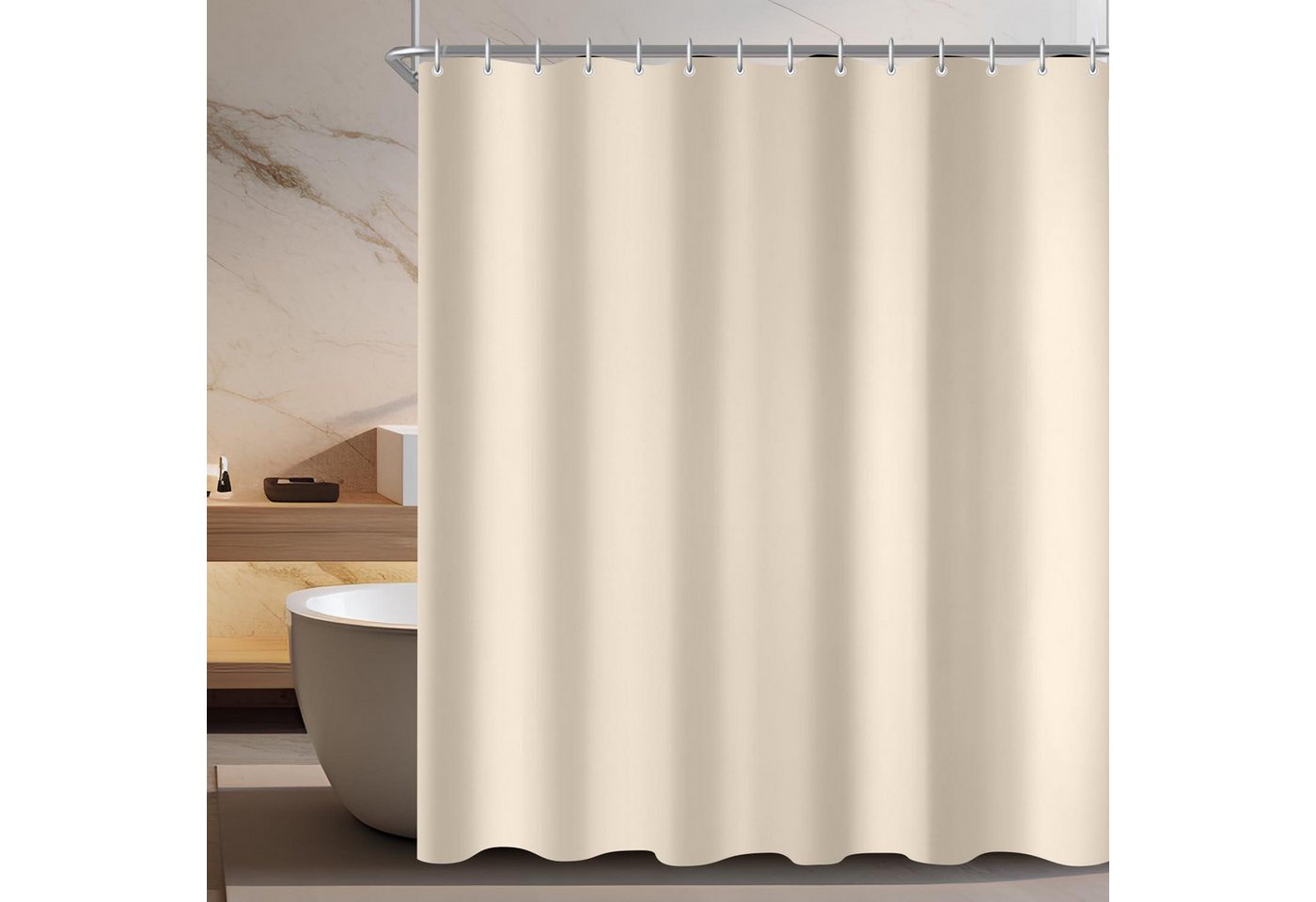 LuxusKollektion Duschvorhang Duschvorhang 90x90 cm Beige Antischimmel Polyester Stoff mit LuxusKollektion Duschvorhang Duschvorhang 90x90 cm Beige Antischimmel Polyester Stoff mit von LuxusKollektion