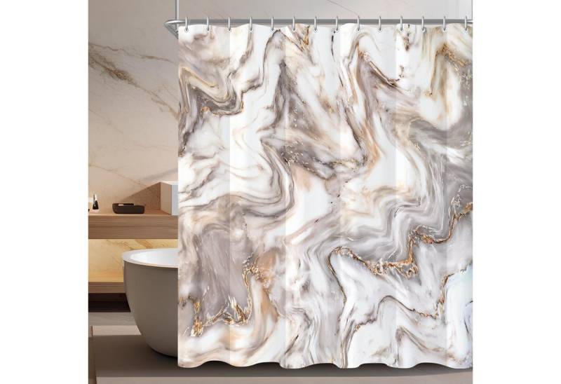 LuxusKollektion Duschvorhang Duschvorhang Antischimmel Graugelb Marmor H200 x B200 cm (1er Pack) von LuxusKollektion