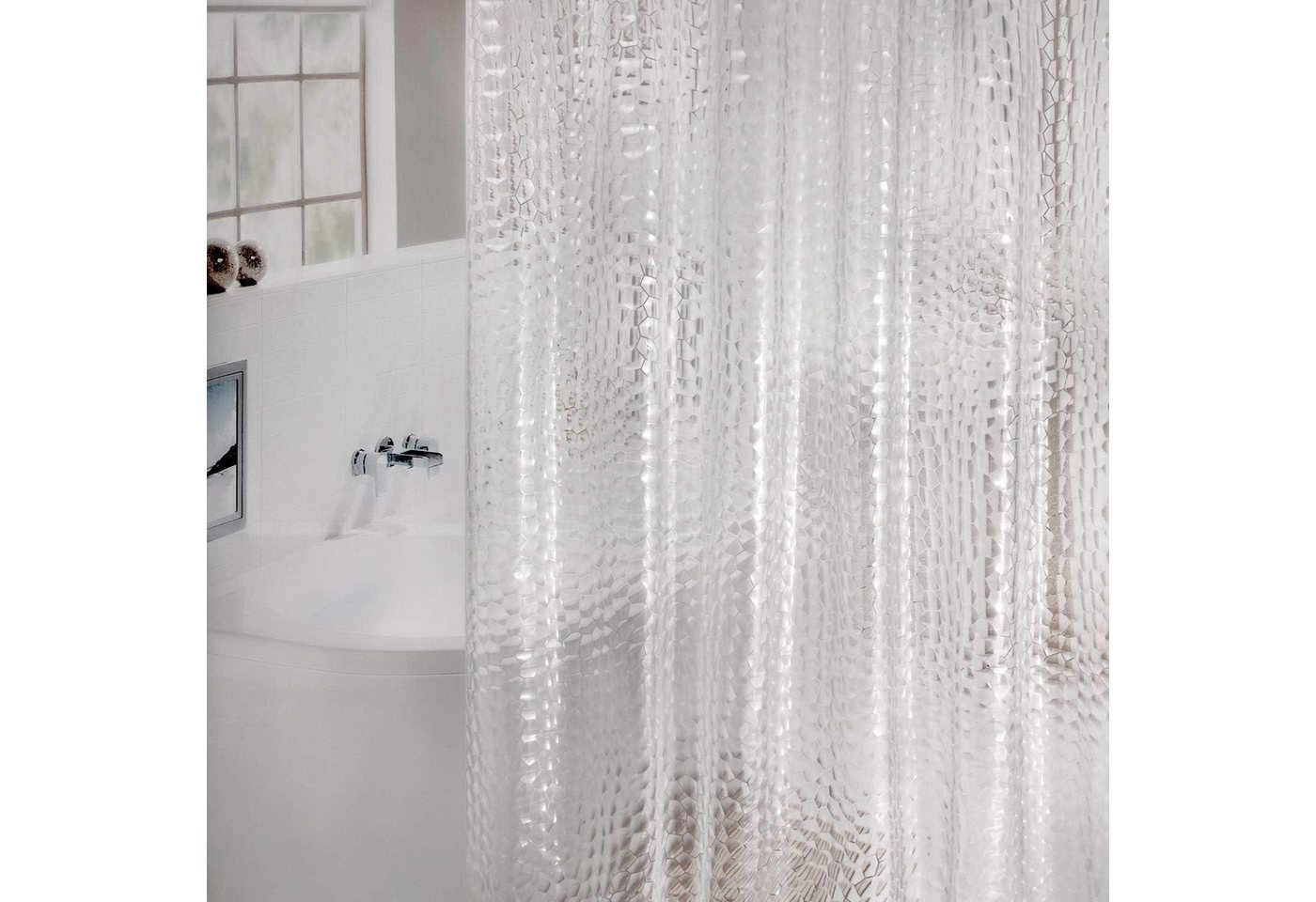 LuxusKollektion Duschvorhang Duschvorhang Antischimmel Magnet Kubisch H180 x B92 cm (1er Pack) von LuxusKollektion