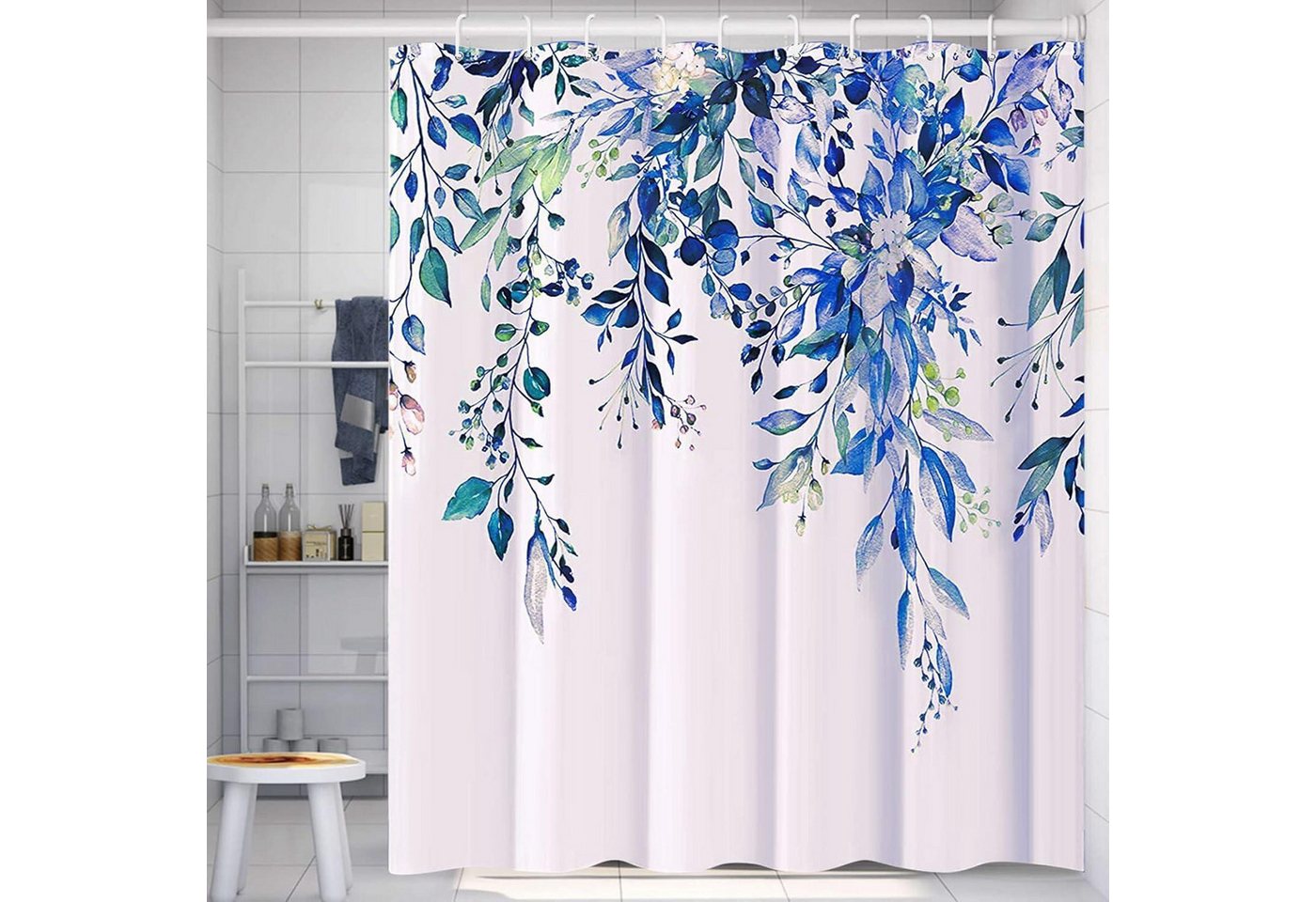 LuxusKollektion Duschvorhang Duschvorhang Antischimmel Wasserdicht H180 x B180 cm (1er Pack) Blau von LuxusKollektion