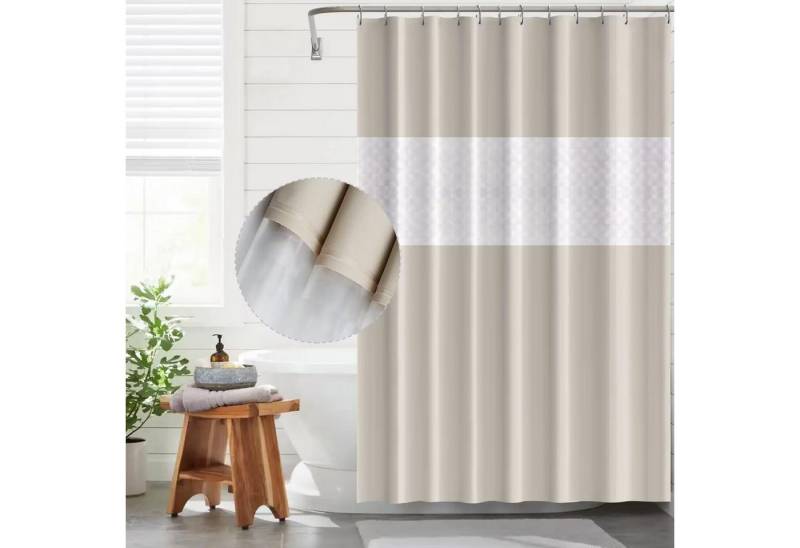Funria Duschvorhang Duschvorhang Beige 180x200 cm Anti-schimmel Wasserdicht mit 12 von Funria