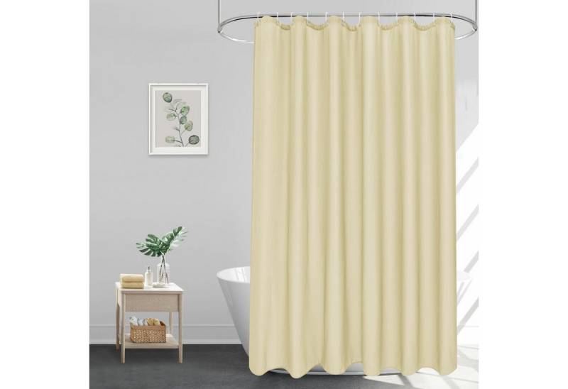 EurCross Duschvorhang Duschvorhang Beige 180x200 cm Textil Polyester Stoff Bad Wasserdicht von EurCross