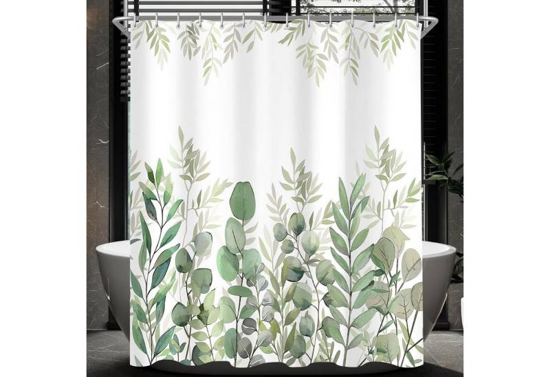 Lerores Duschvorhang Duschvorhang Blätter 180x200cm Antischimmel Textil mit beschwertem von Lerores