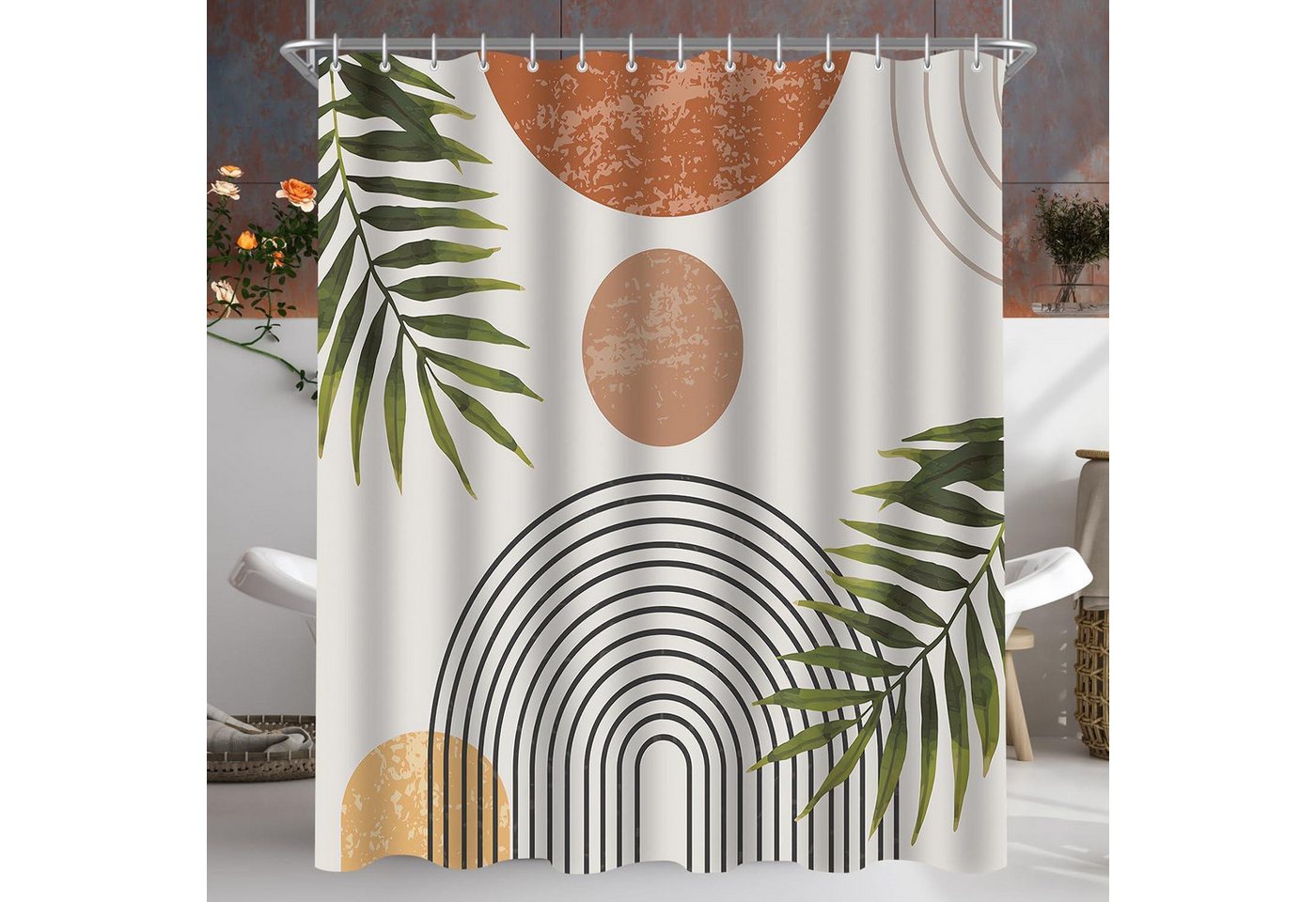 Lerores Duschvorhang Duschvorhang Blätter Linie 180x200cm Wasserdicht Polyester Textil Lerores Duschvorhang Duschvorhang Blätter Linie 180x200cm Wasserdicht Polyester Textil von Lerores