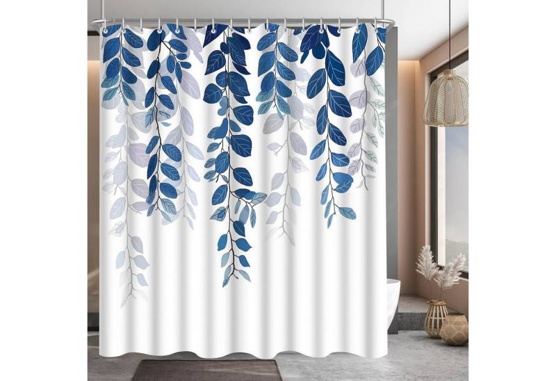 Lerores Duschvorhang Duschvorhang Blaublatt 240x200cm mit Beschwertem Saum, Antischimmel Lerores Duschvorhang Duschvorhang Blaublatt 240x200cm mit Beschwertem Saum, Antischimmel von Lerores
