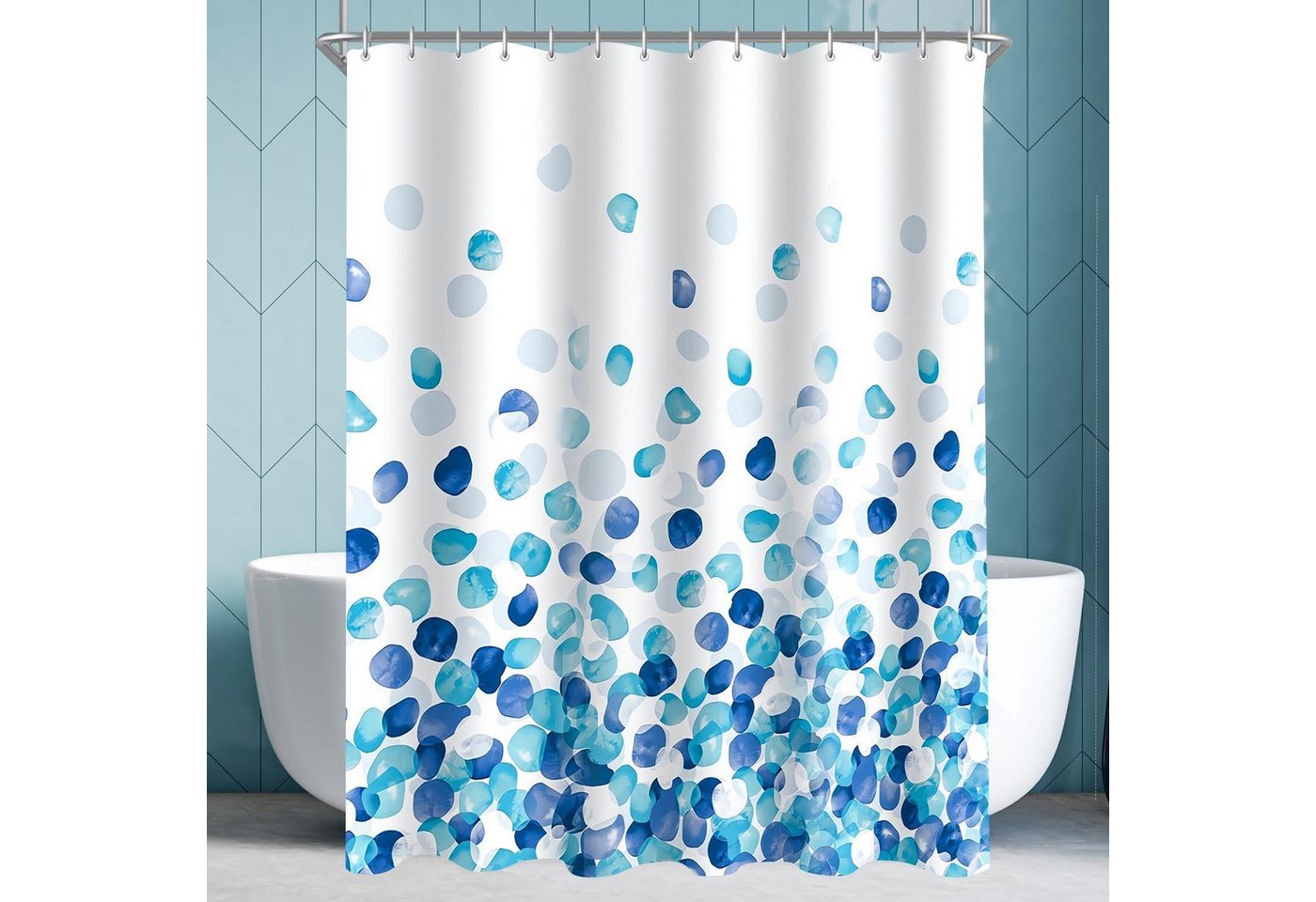 Lerores Duschvorhang Duschvorhang Blaue Blütenblätter 240x200cm mit beschwertem Lerores Duschvorhang Duschvorhang Blaue Blütenblätter 240x200cm mit beschwertem von Lerores