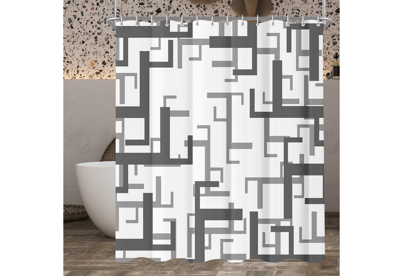 LuxusKollektion Duschvorhang Duschvorhang Block Antischimmel 200x160cm Wasserabweisend Polyester LuxusKollektion Duschvorhang Duschvorhang Block Antischimmel 200x160cm Wasserabweisend Polyester von LuxusKollektion