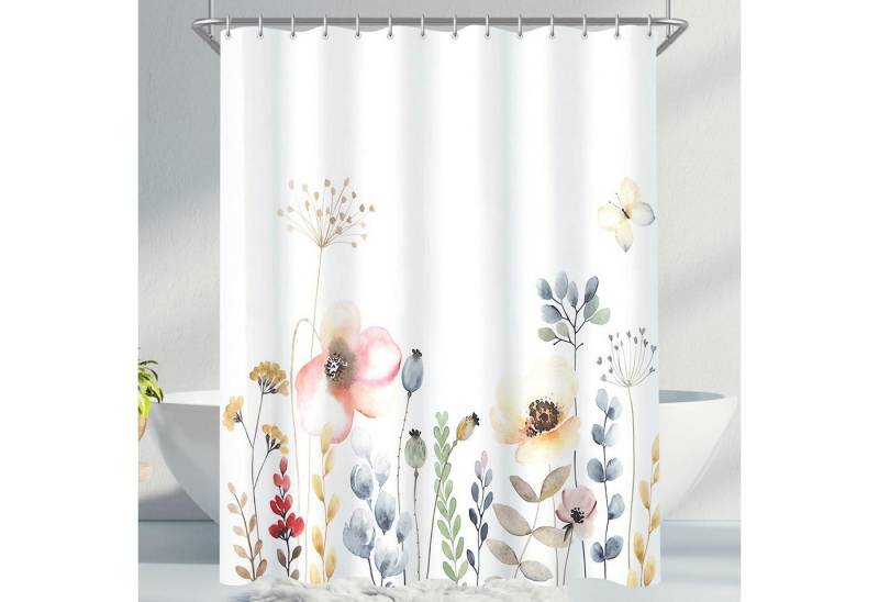 Lerores Duschvorhang Duschvorhang Blumen 200x200cm Antischimmel Polyester Elegante Blume von Lerores