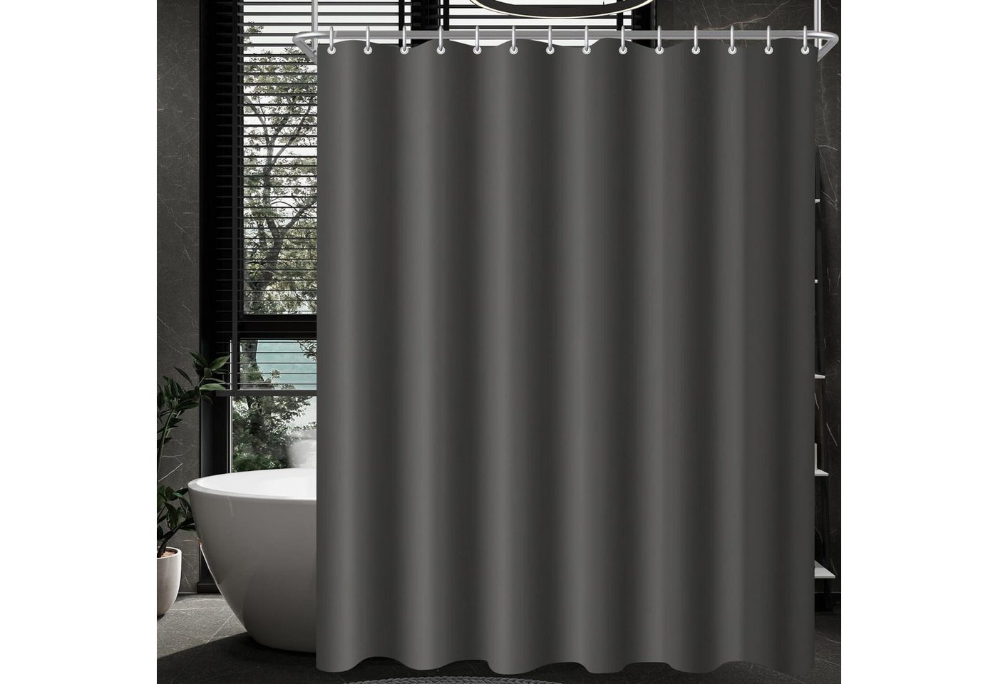 Lerores Duschvorhang Duschvorhang Dunkelgrau 200x180cm Wasserabweisend Beschwert Saum Lerores Duschvorhang Duschvorhang Dunkelgrau 200x180cm Wasserabweisend Beschwert Saum von Lerores