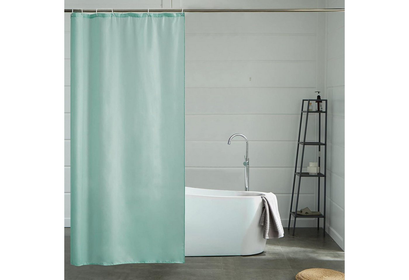 LuxusKollektion Duschvorhang Duschvorhang Eckdusche Polyester H200 x B100 cm (1er Pack) Minzgrün von LuxusKollektion