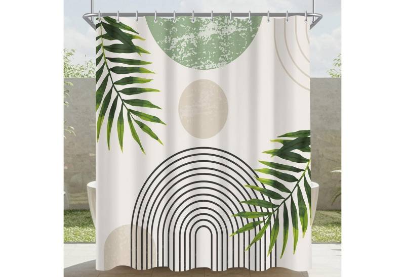 LuxusKollektion Duschvorhang Duschvorhang Grün Blätter Linie H200 x B180 cm (1er Pack) von LuxusKollektion