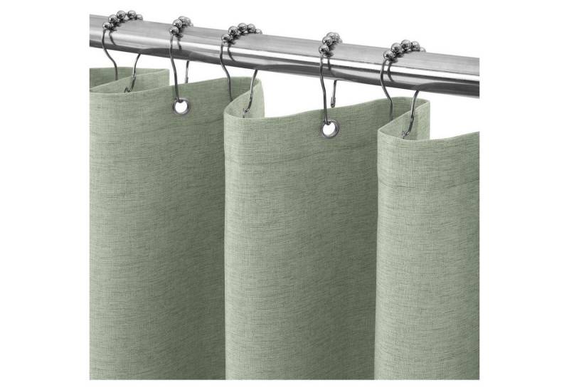 LuxusKollektion Duschvorhang Duschvorhang Metallringe Leinen - Salbeigrün H182 x B122 cm (1er Pack) von LuxusKollektion