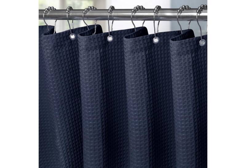 LuxusKollektion Duschvorhang Duschvorhang Metallringe Waffel Marineblau H198 x B182 cm 1er Pack von LuxusKollektion