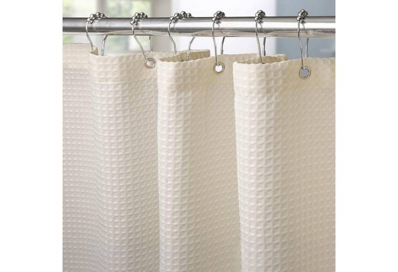 LuxusKollektion Duschvorhang Duschvorhang Stoff Waffel - Creme H244 x B182 cm (1er Pack) von LuxusKollektion