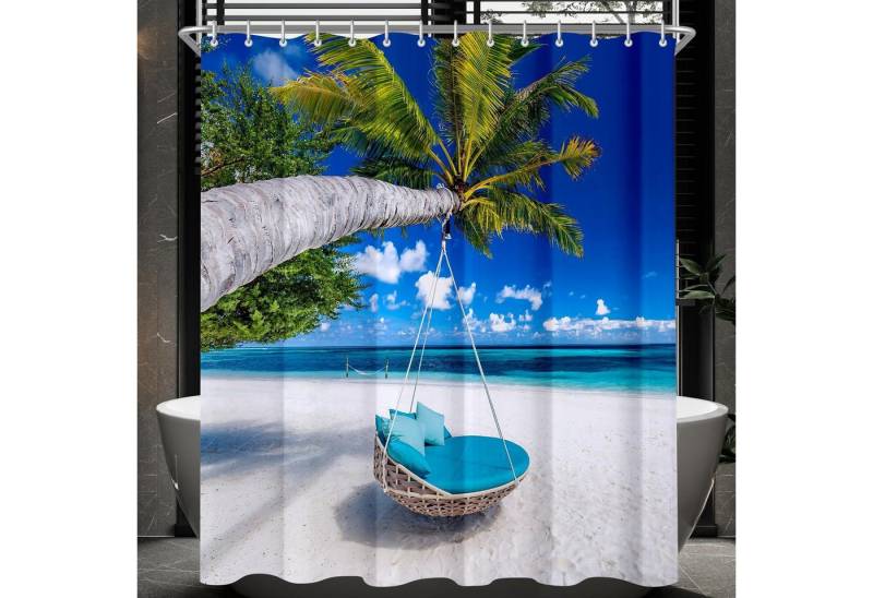 LuxusKollektion Duschvorhang Duschvorhang Strandmuster 240x180cm wasserabweisend & waschbar mit 16 von LuxusKollektion