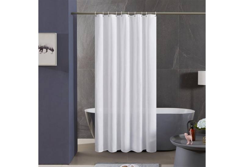 LuxusKollektion Duschvorhang Duschvorhang Textil Polyester Stoff H180 x B120 cm (1er Pack) Weiß von LuxusKollektion