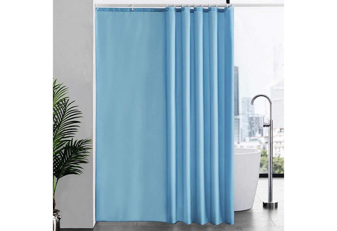 LuxusKollektion Duschvorhang Duschvorhang Überlänge 200x240cm H240 x B200 cm (1er Pack) Hellblau von LuxusKollektion