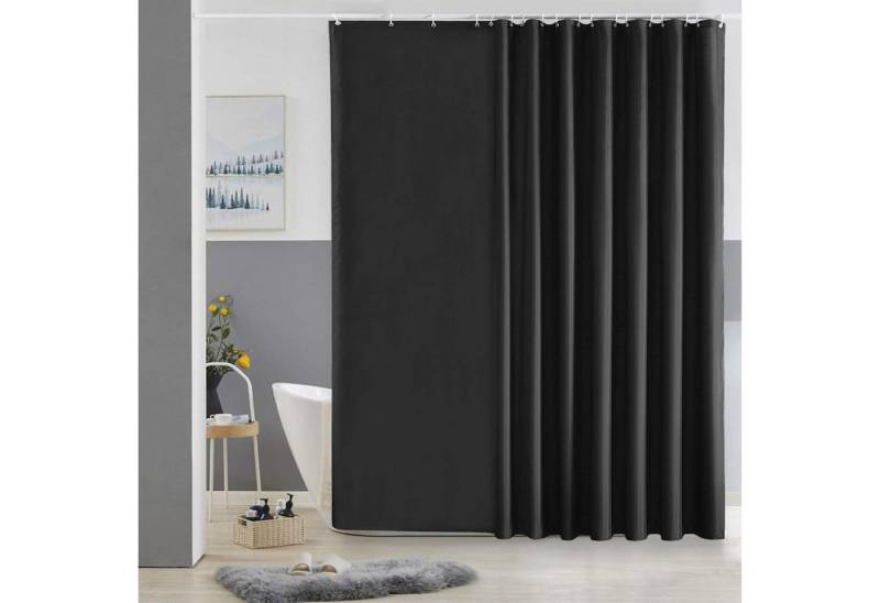 Furlinic Duschvorhang Duschvorhang Überlänge Antibakteriell Wasserdicht Schwarz 275x180cm von Furlinic