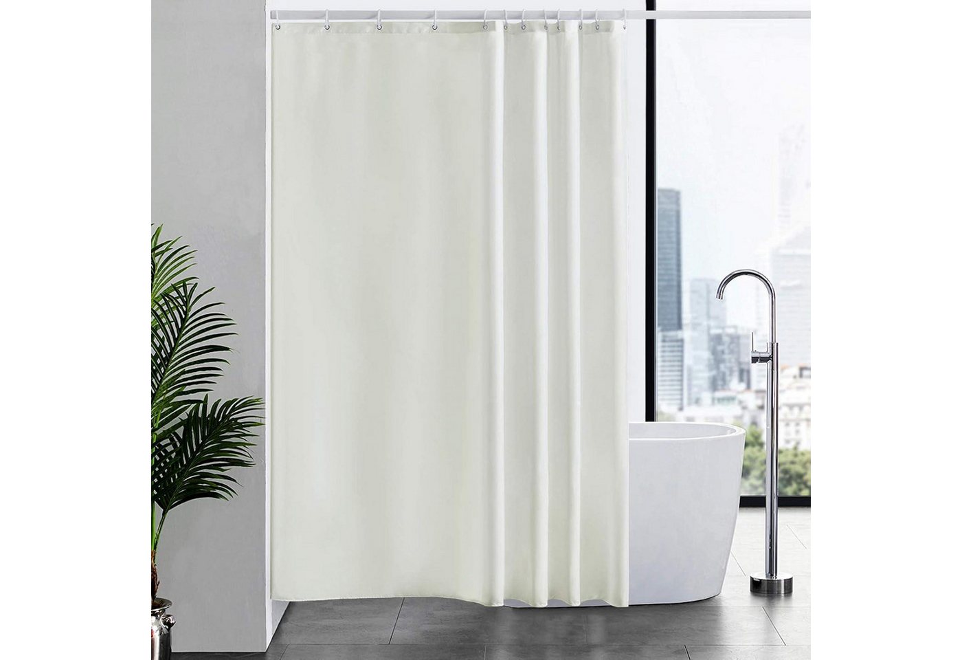 LuxusKollektion Duschvorhang Duschvorhang Überlänge Stoff H210 x B180 cm (1er Pack) Beige von LuxusKollektion