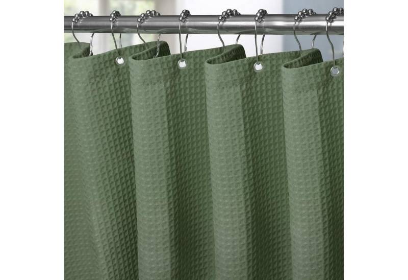 LuxusKollektion Duschvorhang Duschvorhang Waffel Metallringe Waffel Grün H182 x B122 cm 1er Pack von LuxusKollektion