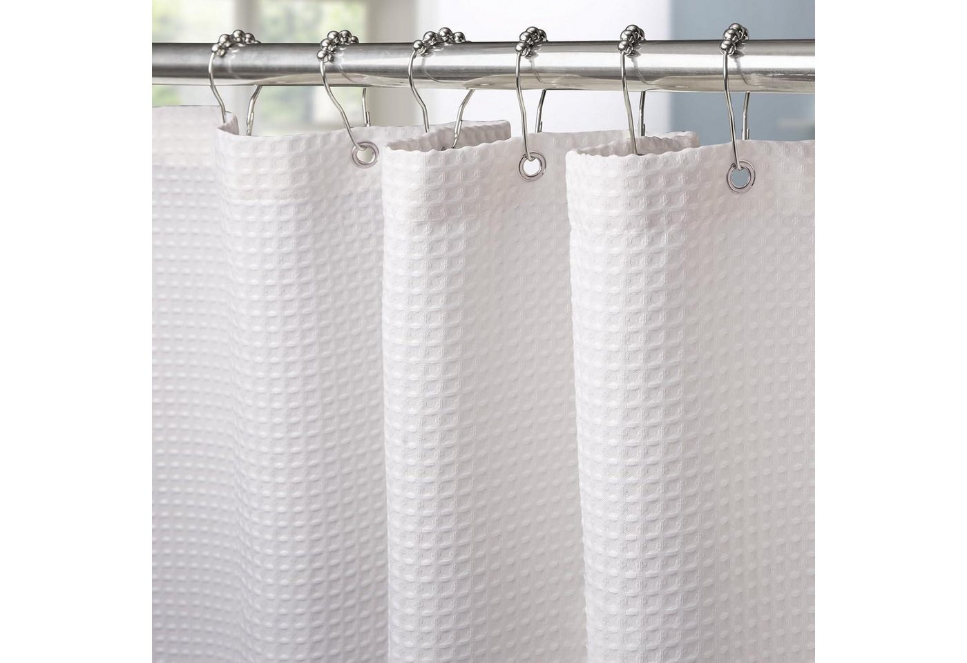 LuxusKollektion Duschvorhang Duschvorhang Waffel Waffel - Weiß H244 x B182 cm (1er Pack) von LuxusKollektion