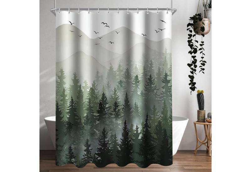 LuxusKollektion Duschvorhang Duschvorhang Wald 200x160cm Antischimmel Textil Wasserabweisend von LuxusKollektion