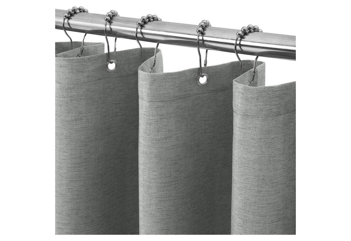 LuxusKollektion Duschvorhang Duschvorhang Wasserdicht Anti Leinen - Grau H182 x B122 cm (1er Pack) von LuxusKollektion