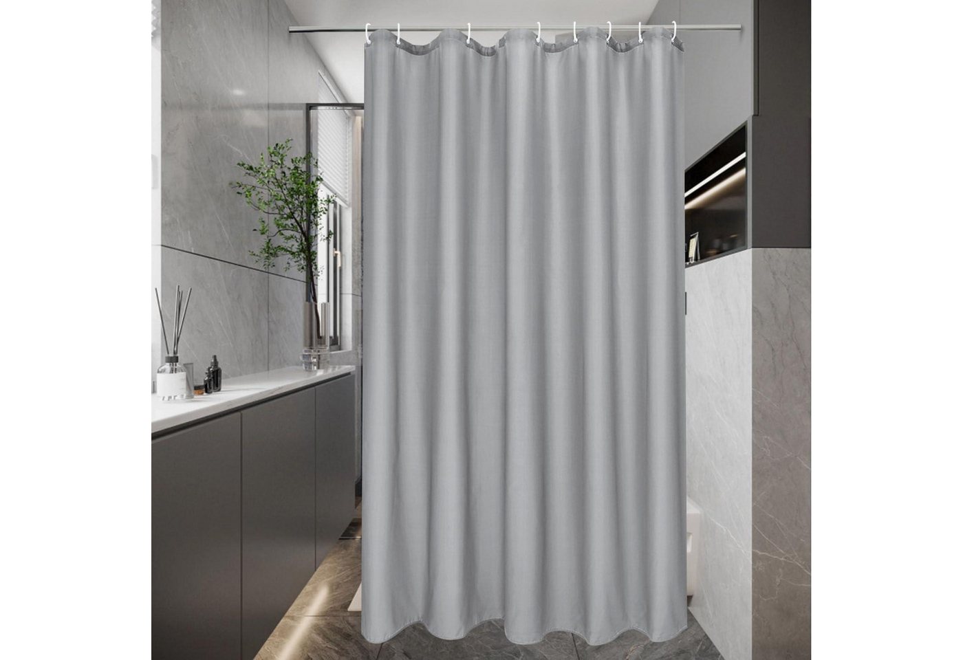LuxusKollektion Duschvorhang Duschvorhang Wasserdicht Anti Schimmel Grau H180 x B120 cm (1er Pack) von LuxusKollektion