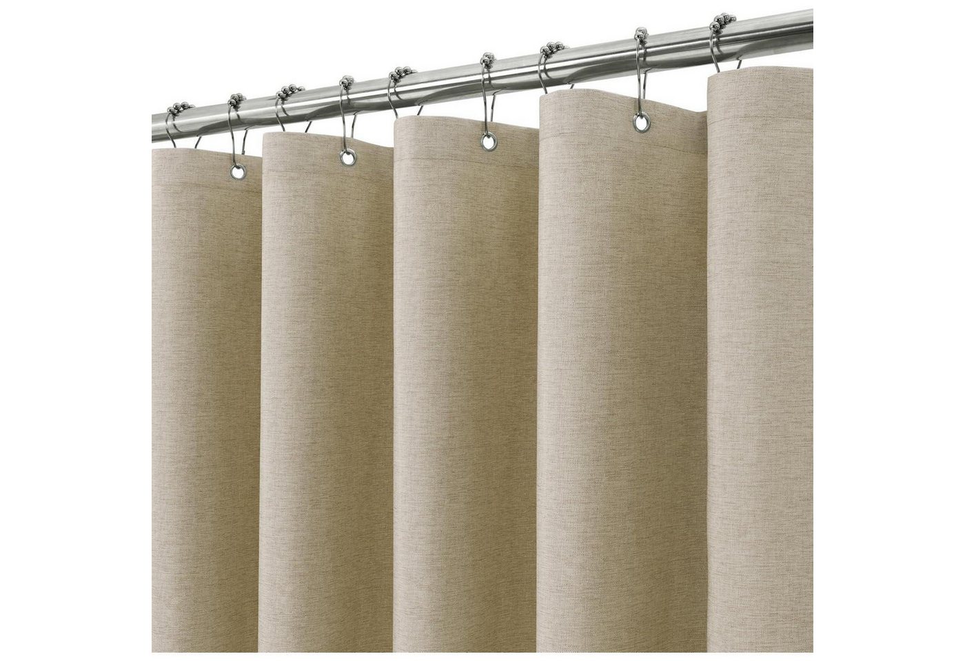 LuxusKollektion Duschvorhang Duschvorhang Wasserdicht Leinen - Taupe H214 x B152 cm (1er Pack) von LuxusKollektion
