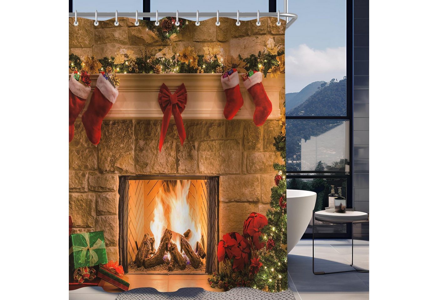 Lerores Duschvorhang Duschvorhang Weihnachtsstrümpfe 180x200cm Antischimmel Polyester Lerores Duschvorhang Duschvorhang Weihnachtsstrümpfe 180x200cm Antischimmel Polyester von Lerores