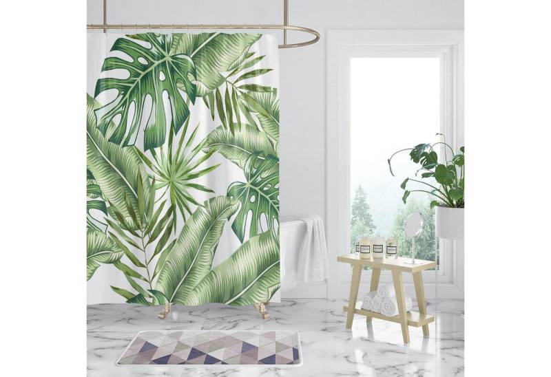 WONGS BEDDING Duschvorhang Duschvorhang grün 120x180 Bananenblatt Anti-Schimmel Wasserabweisend von WONGS BEDDING
