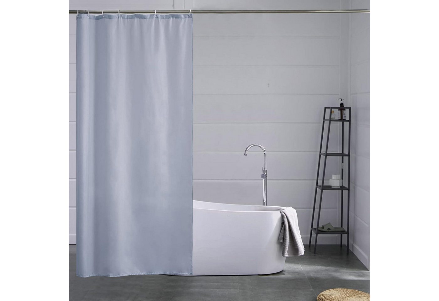 LuxusKollektion Duschvorhang Duschvorhang schmal Eckdusche H180 x B85 cm (1er Pack) Grau Blau von LuxusKollektion